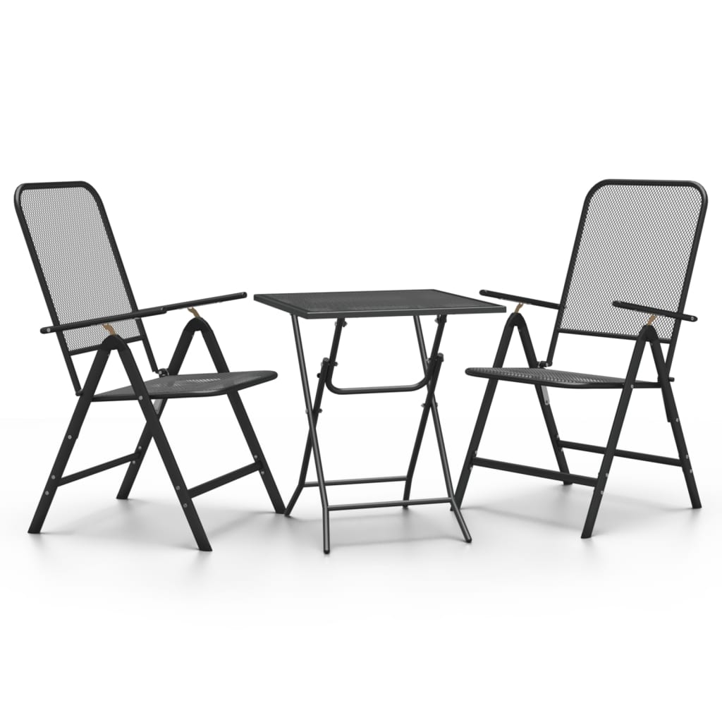 3-Delige Tuinset Metaalgaas Antracietkleurig