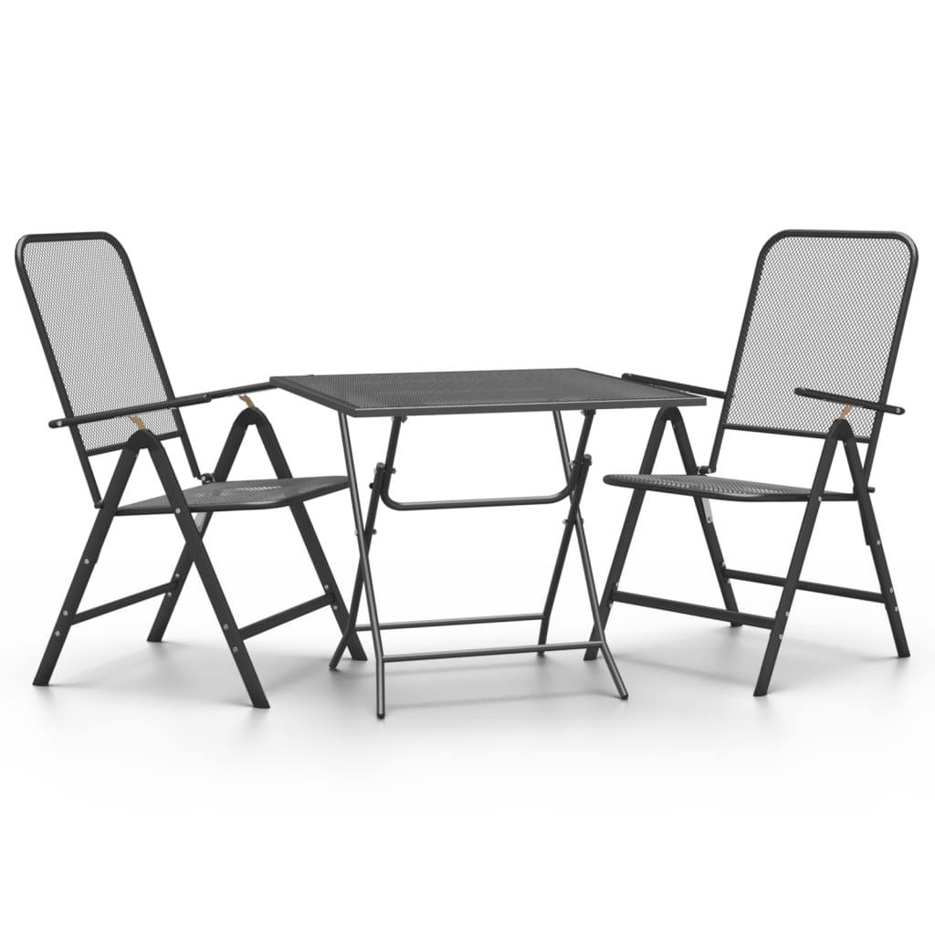 3-Delige Tuinset Metaalgaas Antracietkleurig