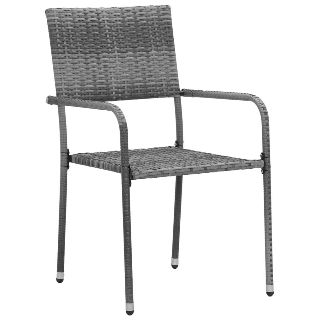 3-Delige Tuinset Poly Rattan Grijs