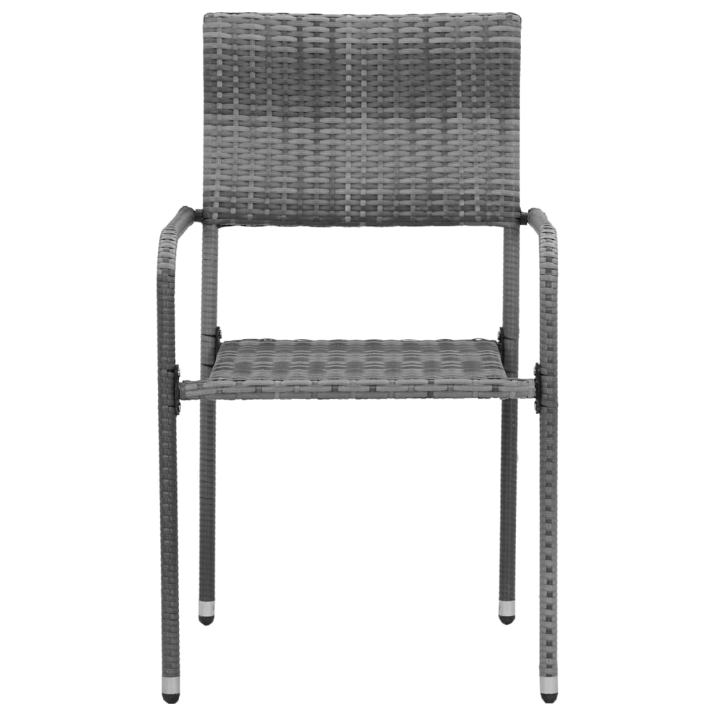 3-Delige Tuinset Poly Rattan Grijs