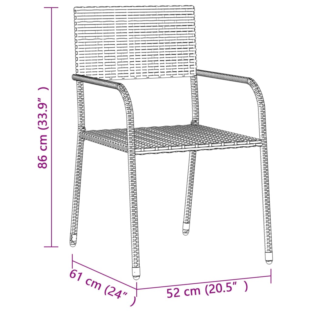 3-Delige Tuinset Poly Rattan Grijs