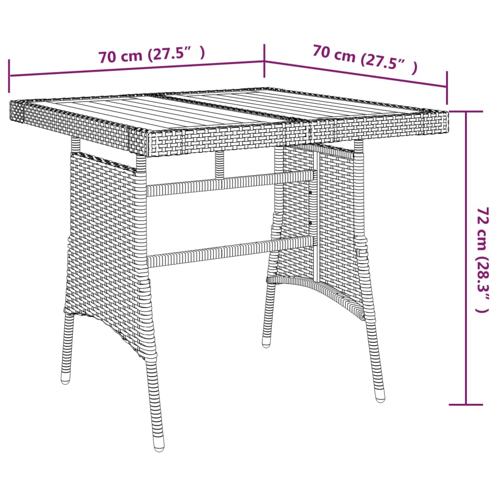 3-Delige Tuinset Poly Rattan Grijs