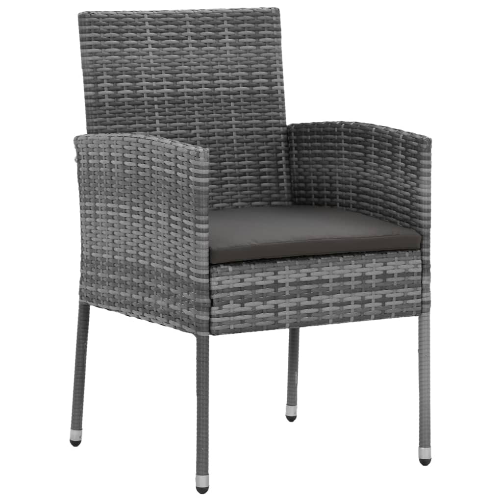 3-Delige Tuinset Poly Rattan Grijs