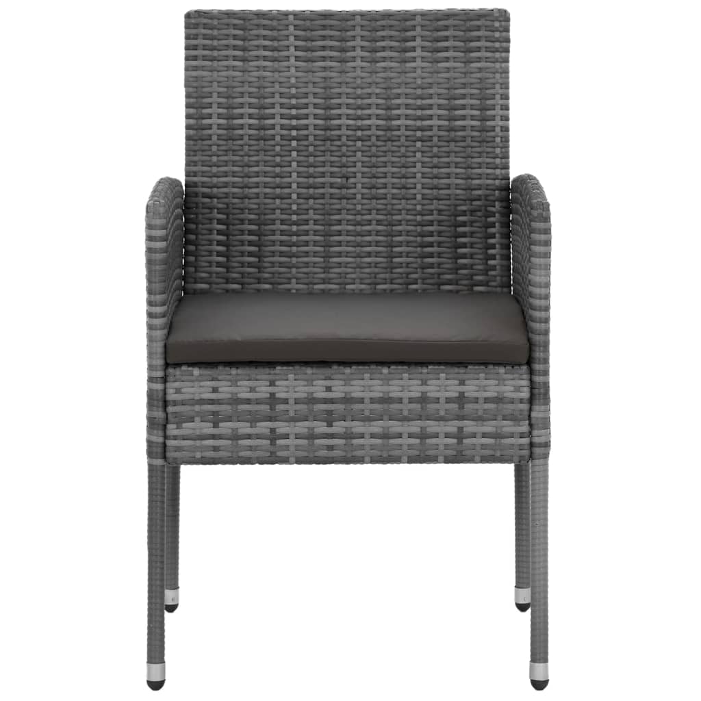 3-Delige Tuinset Poly Rattan Grijs