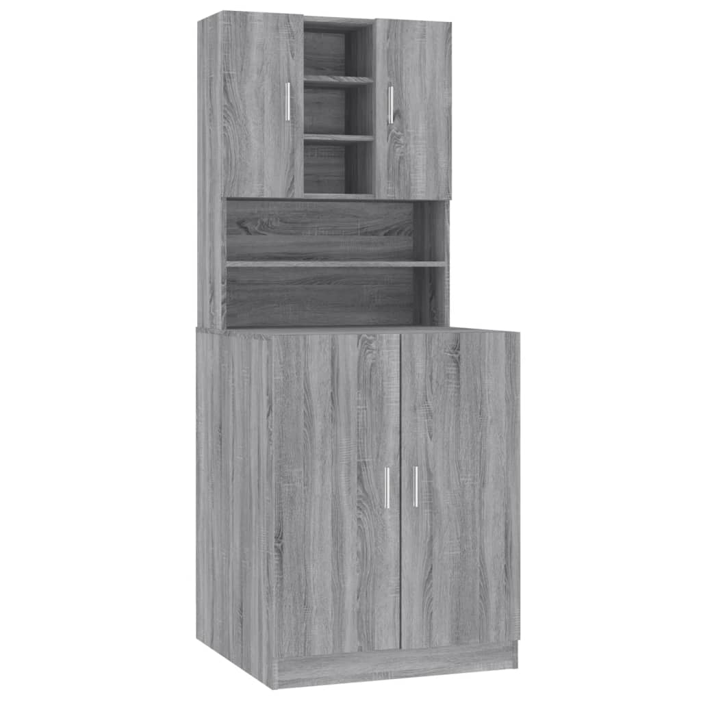 Wasmachinekast Bewekrt Hout Grijs Sonoma Eikenkleurig