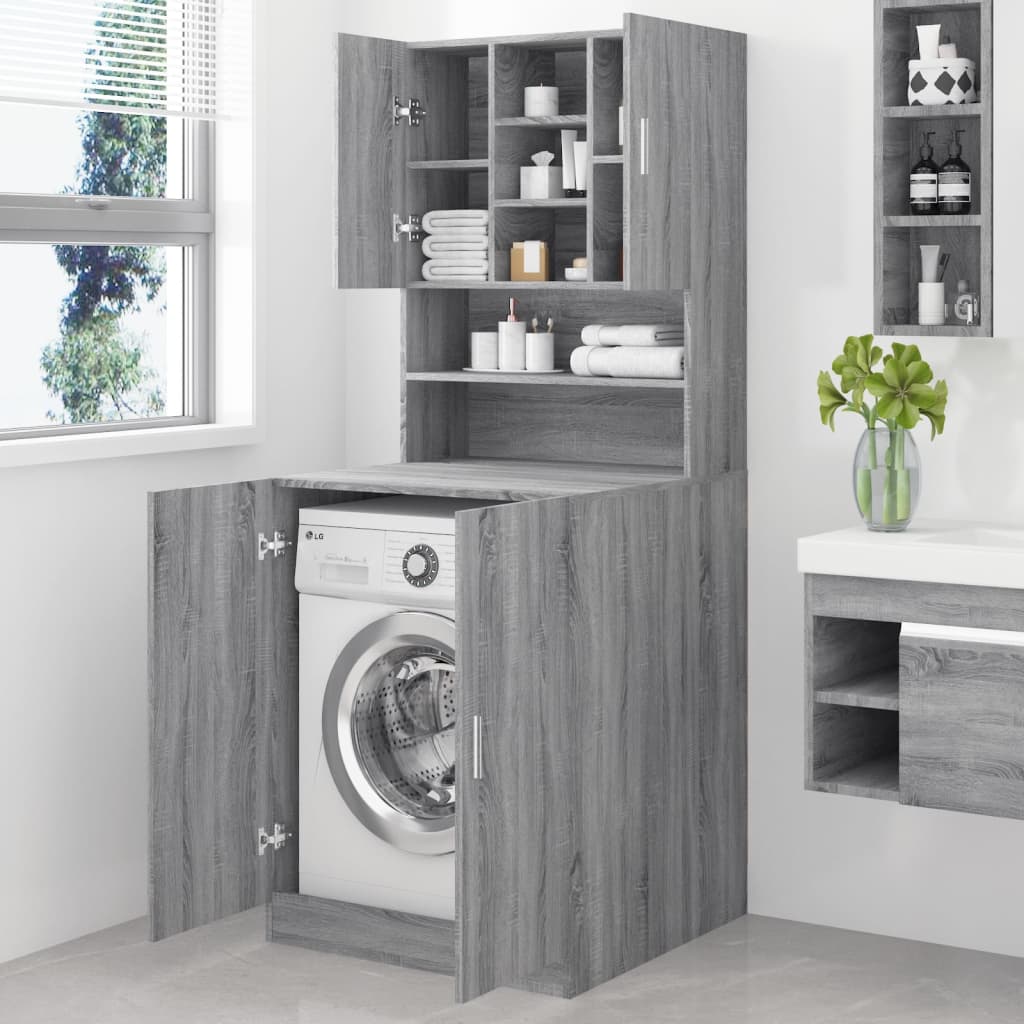 Wasmachinekast Bewekrt Hout Grijs Sonoma Eikenkleurig