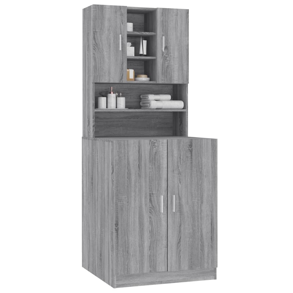 Wasmachinekast Bewekrt Hout Grijs Sonoma Eikenkleurig
