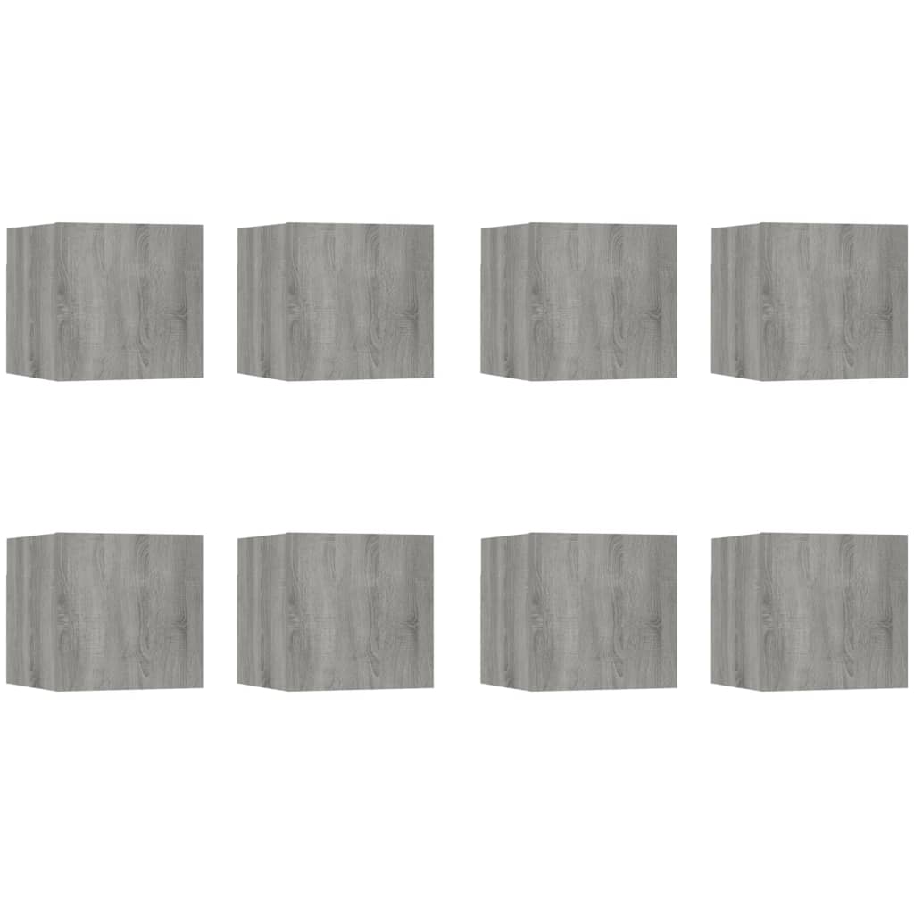 Tv-Wandmeubelen 8 St 30,5X30X30 Cm Grijs Sonoma Eikenkleurig