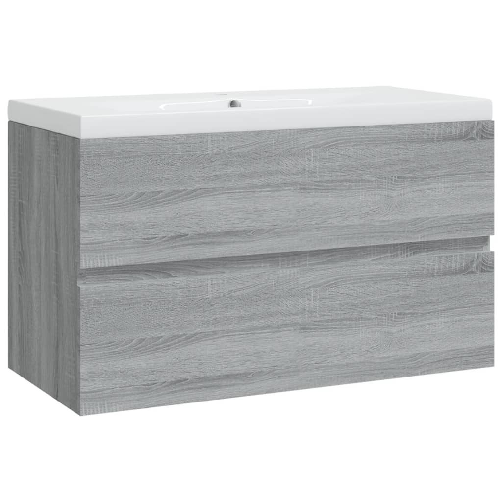 Wastafelkast Met Wastafel Bewerkt Hout Grijs Sonoma Eikenkleur