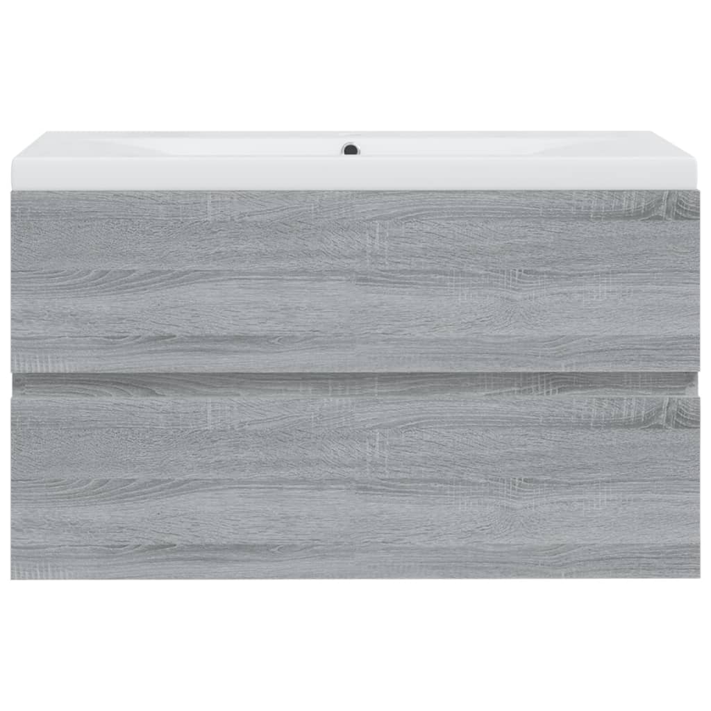 Wastafelkast Met Wastafel Bewerkt Hout Grijs Sonoma Eikenkleur