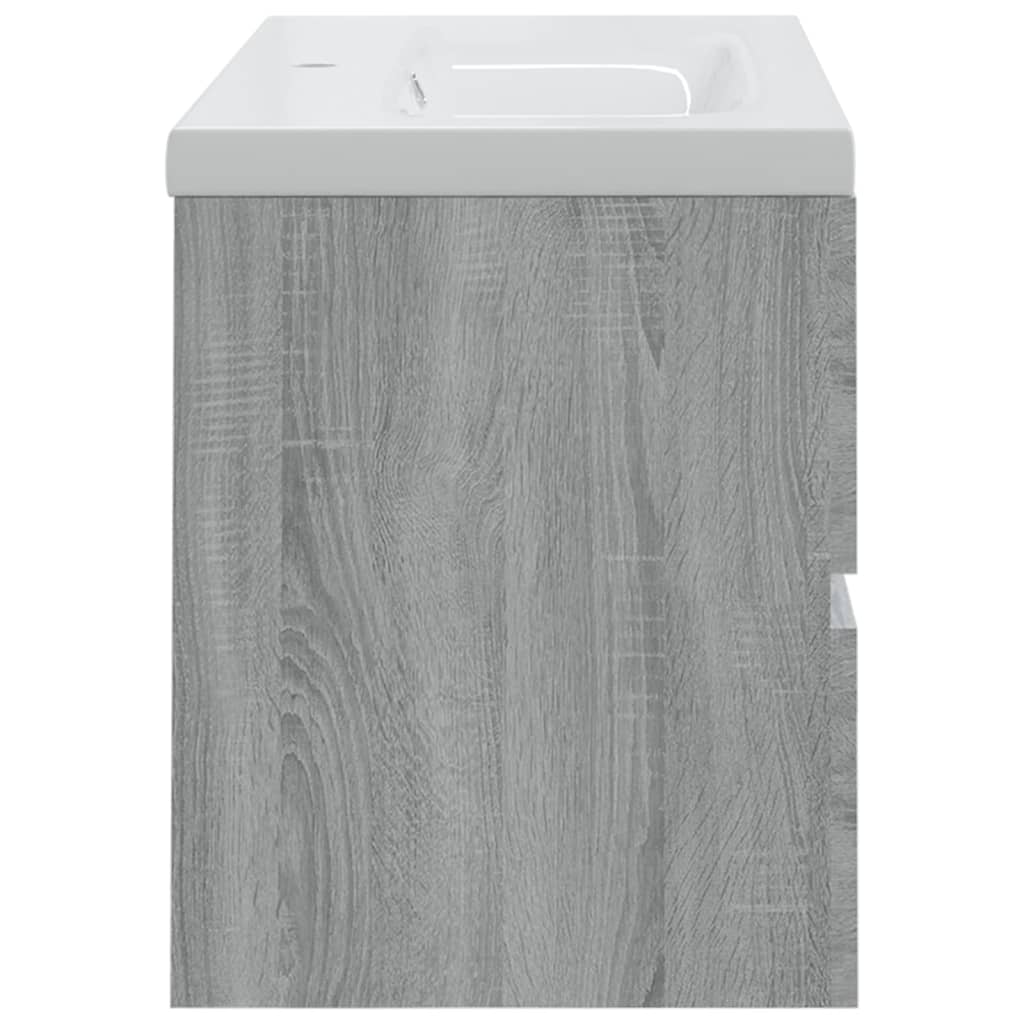 Wastafelkast Met Wastafel Bewerkt Hout Grijs Sonoma Eikenkleur
