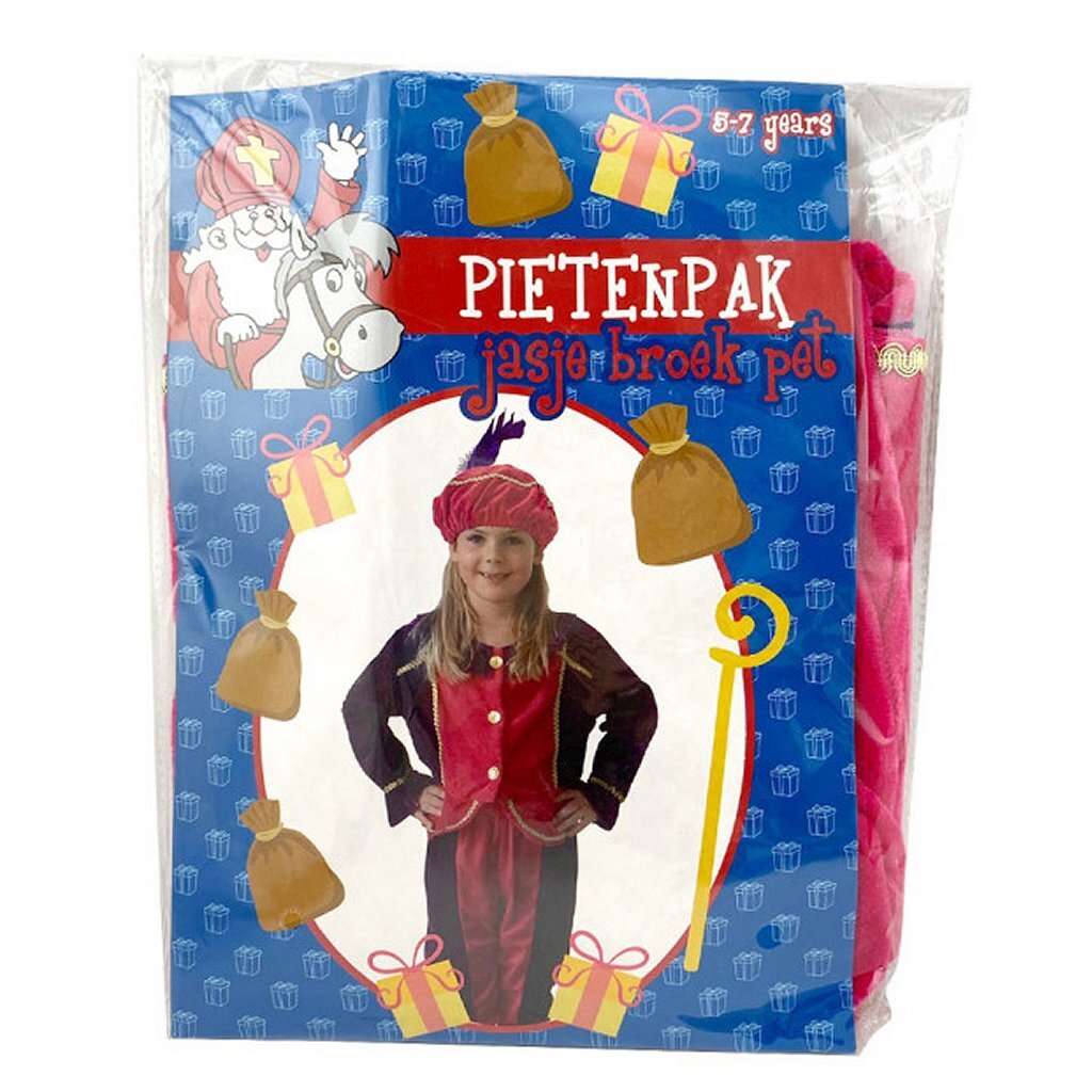 Sinterklaas Verkleedset Pietenpak Paars-Roze 5-7 Jaar