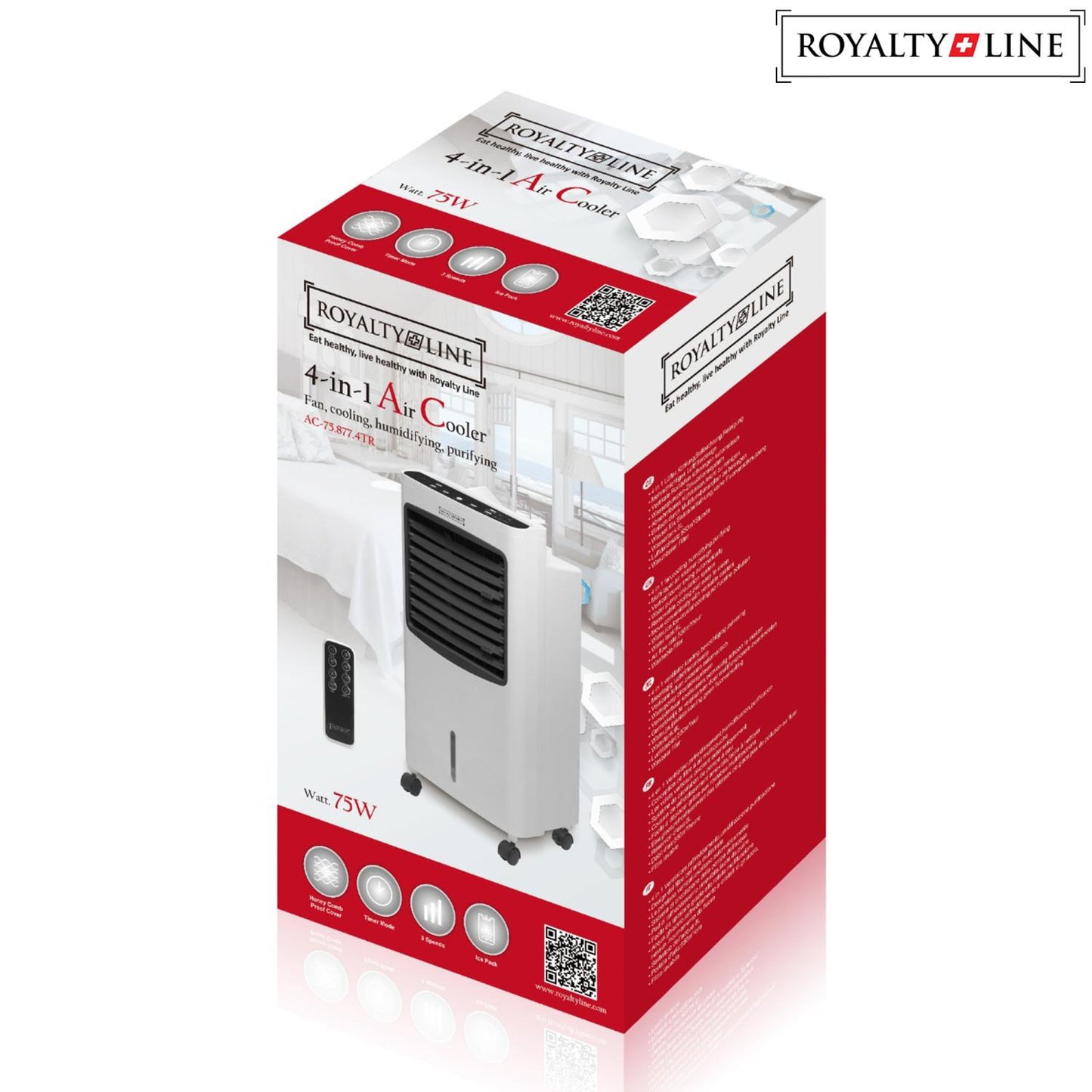 Royalty Line 4-In-1 Koeler, Luchtbevochtiger, Ventilator & Luchtzuiveraar