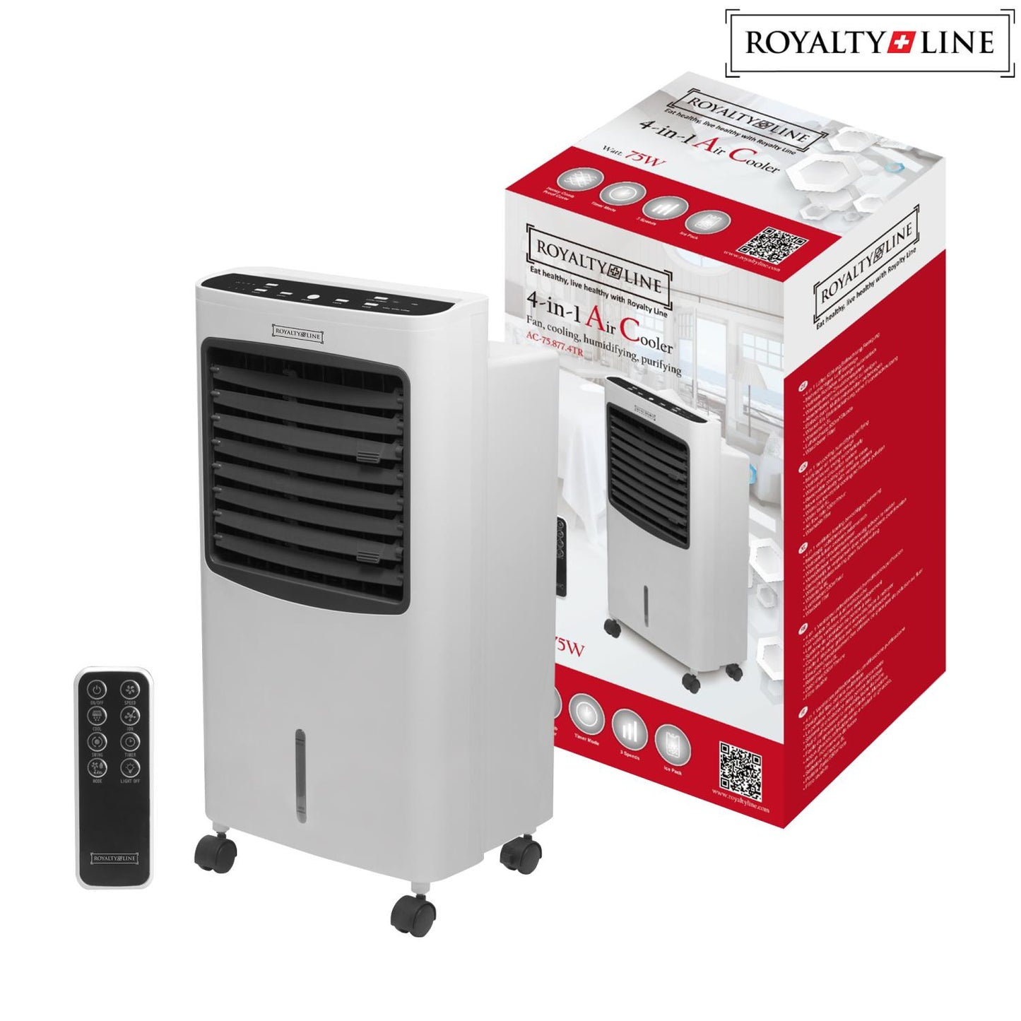 Royalty Line 4-In-1 Koeler, Luchtbevochtiger, Ventilator & Luchtzuiveraar