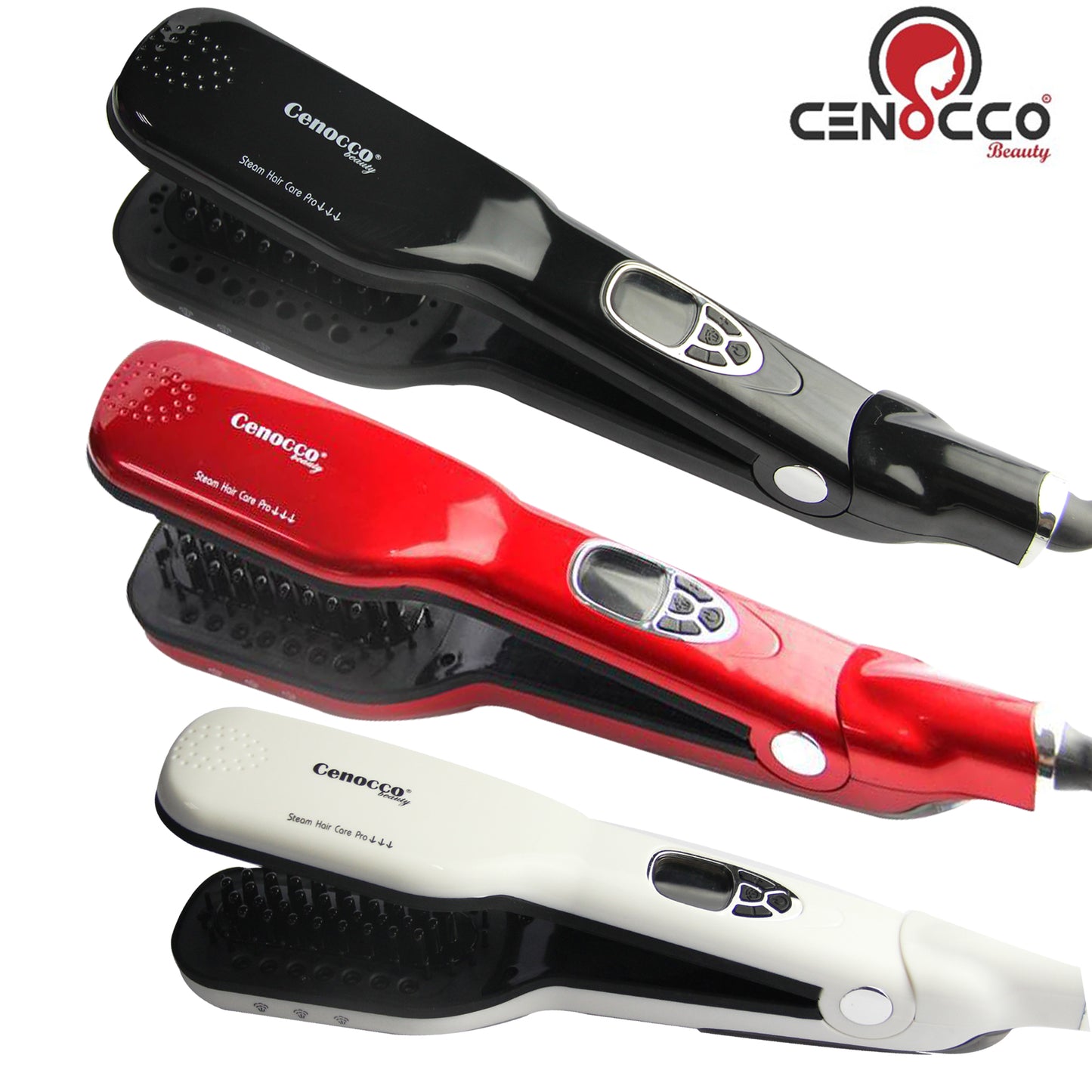 Cenocco Beauty Cenocco Schoonheid: 4 In 1 Stoomstrijkijzer Haarborstel Oplossing Zwart