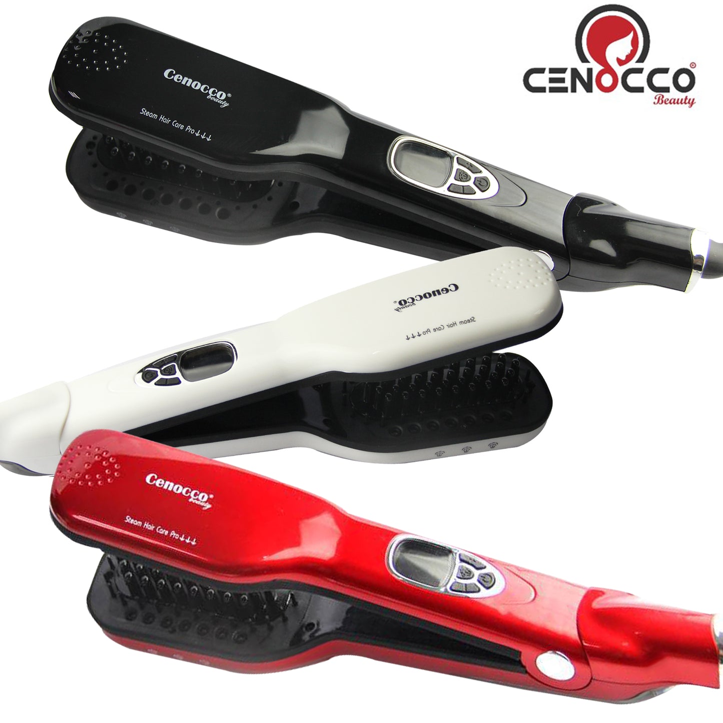 Cenocco Beauty Cenocco Schoonheid: 4 In 1 Stoomstrijkijzer Haarborstel Oplossing Zwart