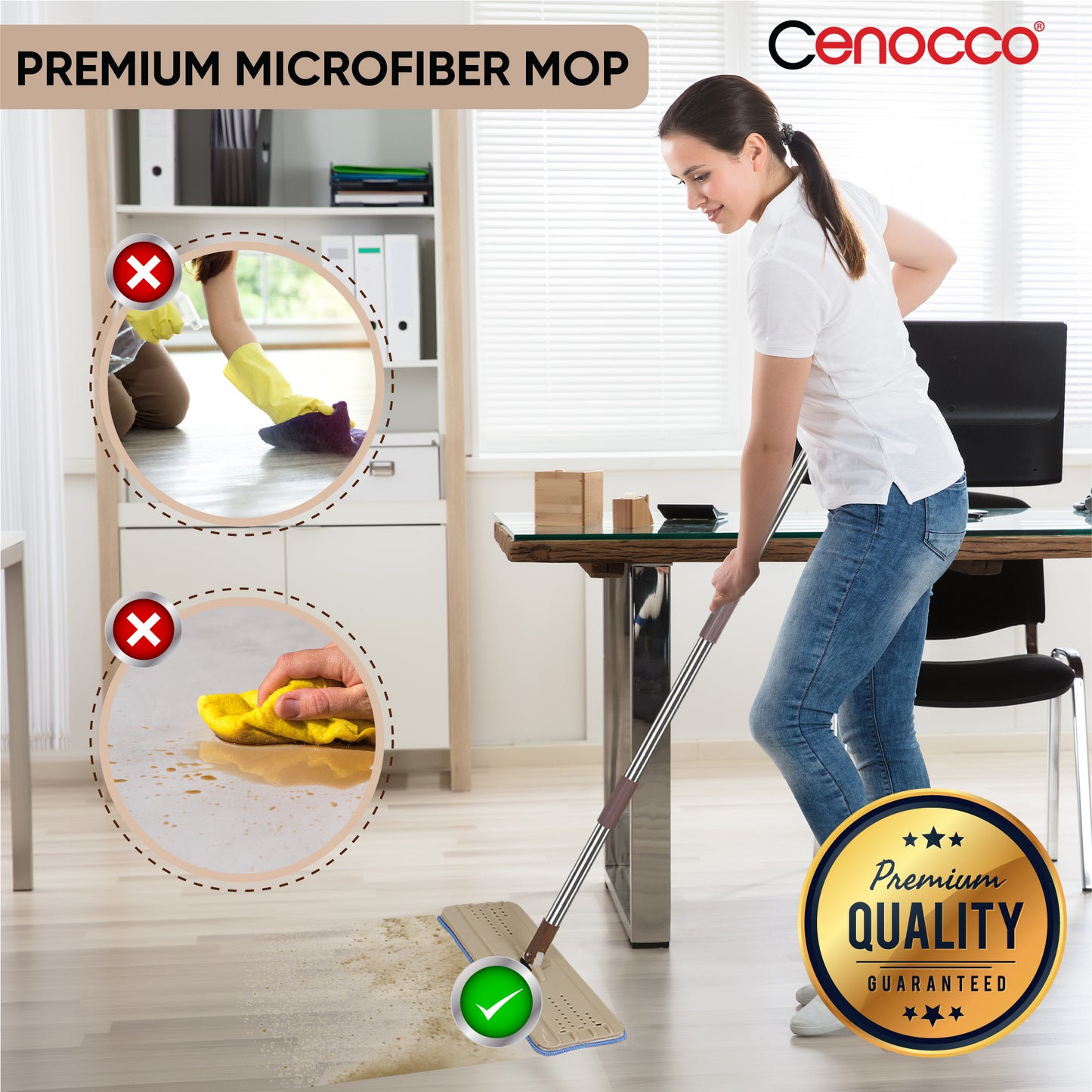 Cenocco Cc-9070: Vlakke Mop Met Emmer Grijs
