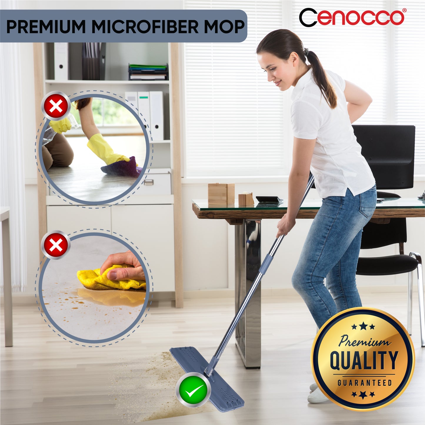 Cenocco Cc-9070: Vlakke Mop Met Emmer Grijs