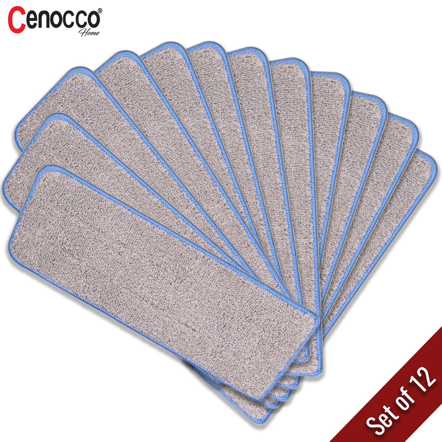 Cenocco Set Van 12 Wasbare Vervangbare Microvezel Dweilpads