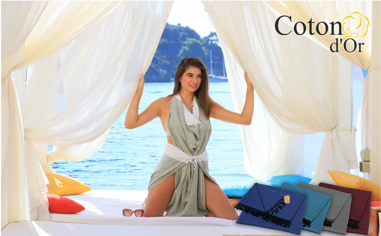 Coton D'or Ps-100A:katoenen Strand Peshtemal Handdoeken 95X175 - Ruitvormig Patroon Blauw