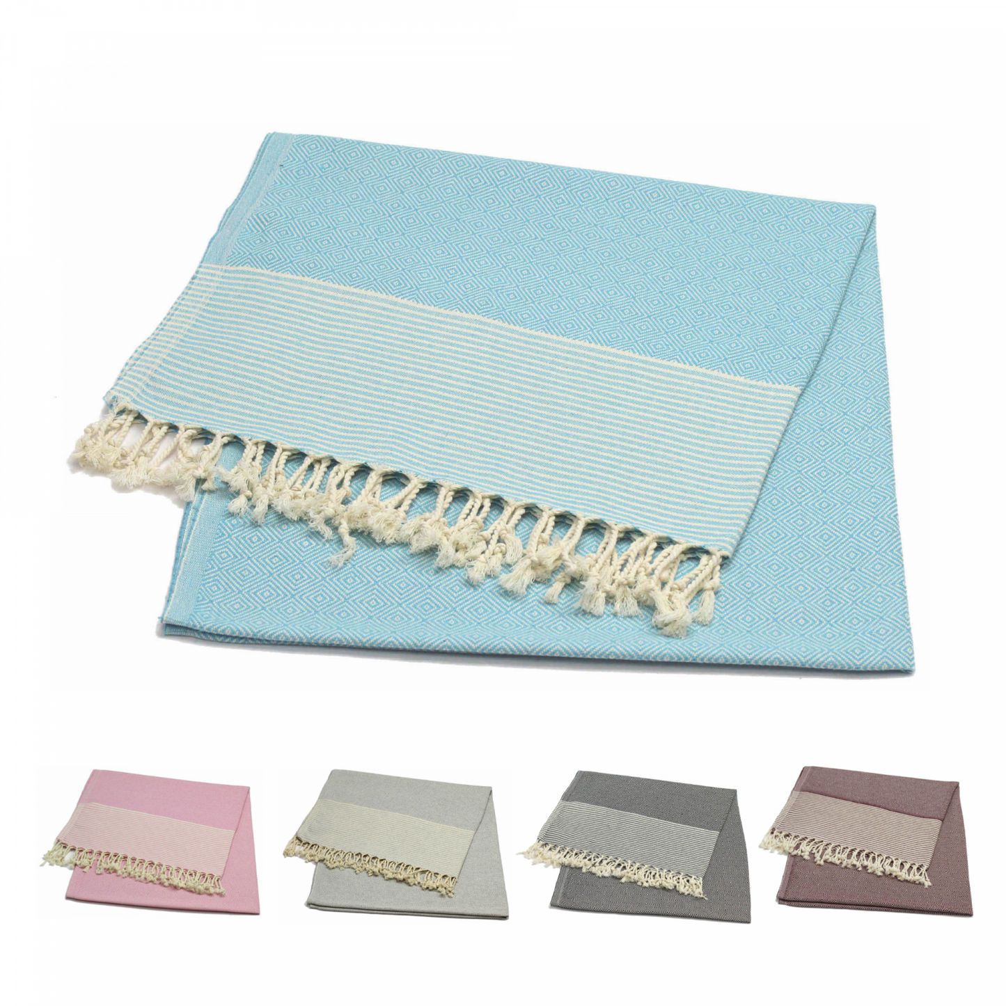 Coton D'or Ps-134: Katoen Beach Peshtemal Handdoeken 95X185 - Candy Stripes Kastanjebruin