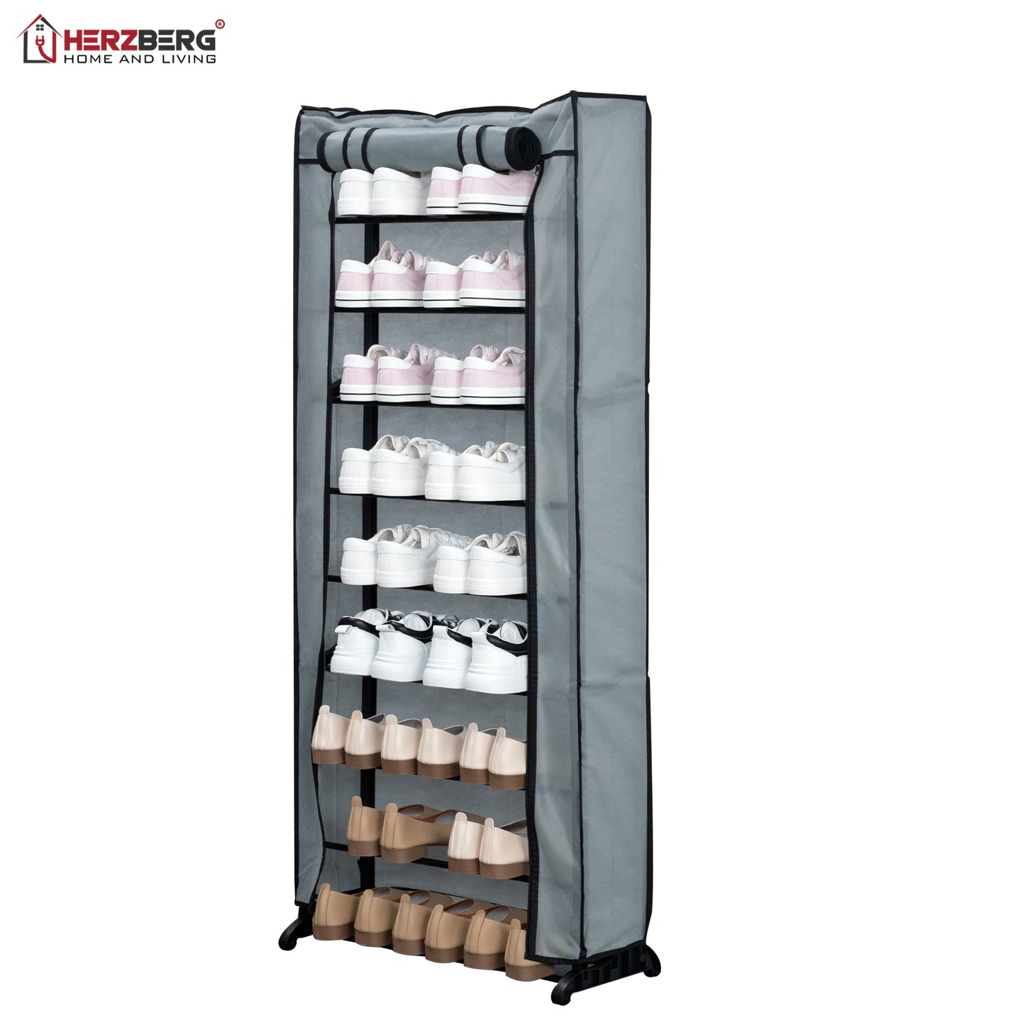 Herzberg Home & Living Herzberg Hg-8076: Organisator Voor Kleine Schoenenrek Met 9 Niveaus Grijs