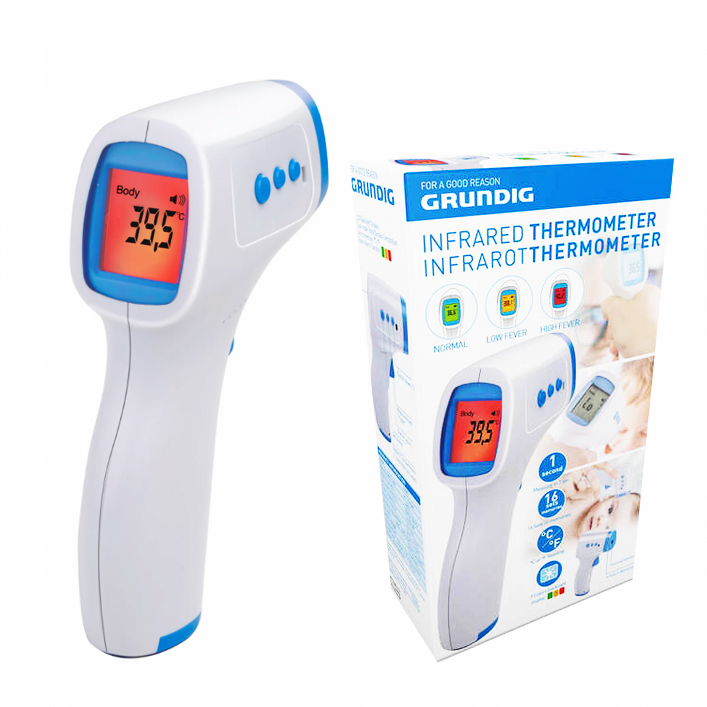 Grundig Ed-18993: Infrarood Digitale Thermometer Met Led Licht Indicator