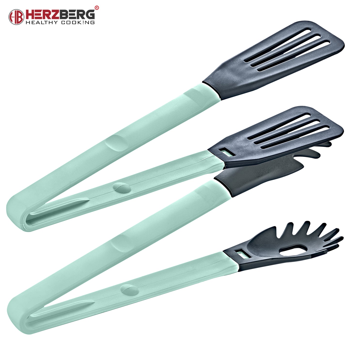 Herzberg Cooking 2-In-1 Blauwe Nylon Schoteltang