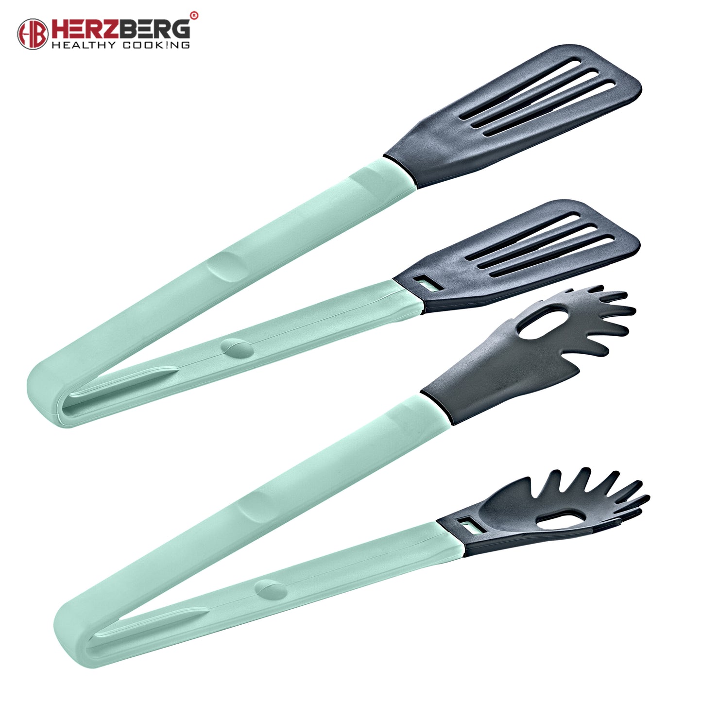 Herzberg Cooking 2-In-1 Blauwe Nylon Schoteltang