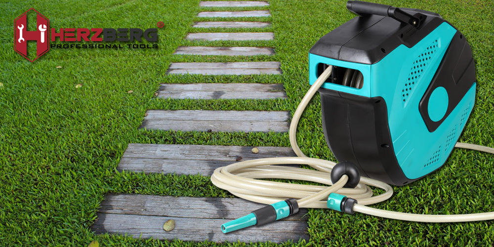 Herzberg Hg-8026: Automatische Waterslanghaspel Van 15 M Met Pp-Montage