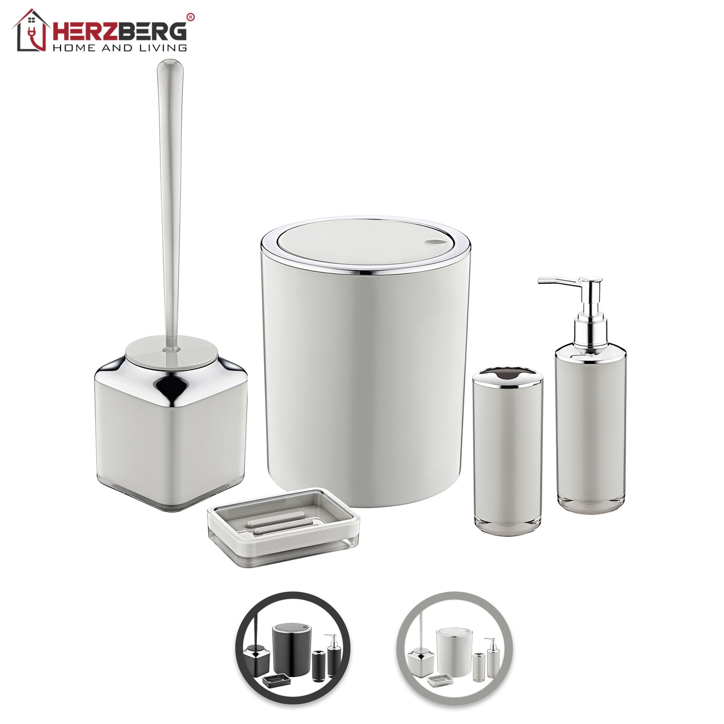 Herzberg Home & Living Herzberg Hg-Oky6321: 5-Delige Badkamerset - Dubbellaagse Kleur Grijs