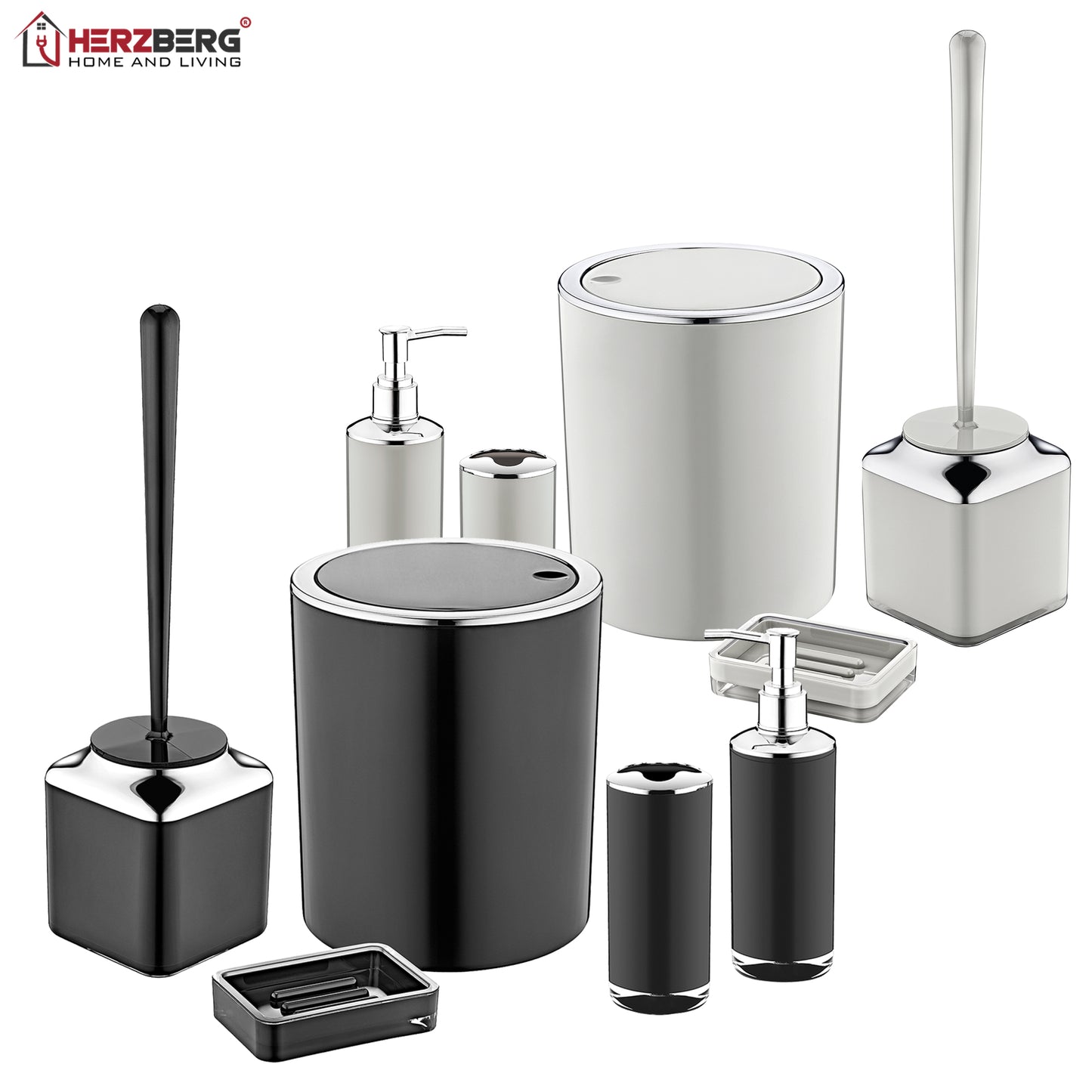 Herzberg Home & Living Herzberg Hg-Oky6321: 5-Delige Badkamerset - Dubbellaagse Kleur Grijs