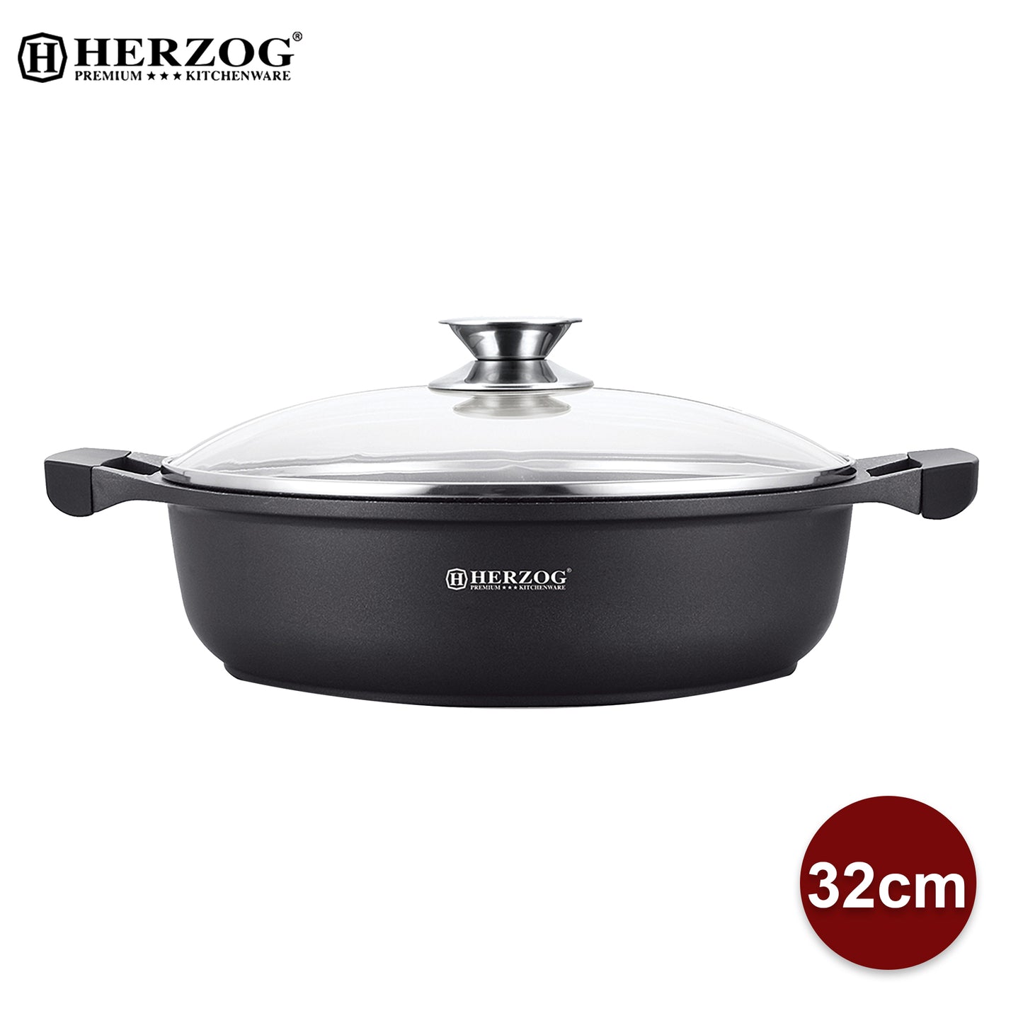 Herzog Gegoten Braadpan Van 32 Cm Met Siliconen Handgrepen