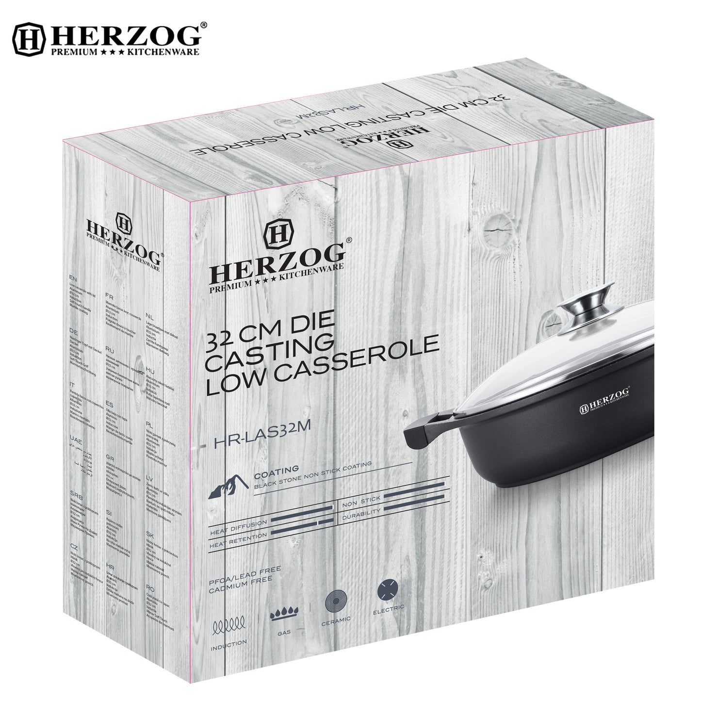 Herzog Gegoten Braadpan Van 32 Cm Met Siliconen Handgrepen