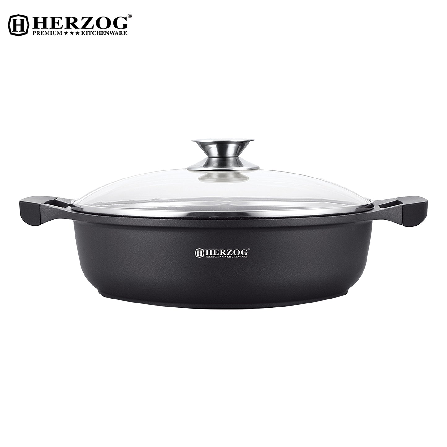 Herzog Gegoten Braadpan Van 32 Cm Met Siliconen Handgrepen