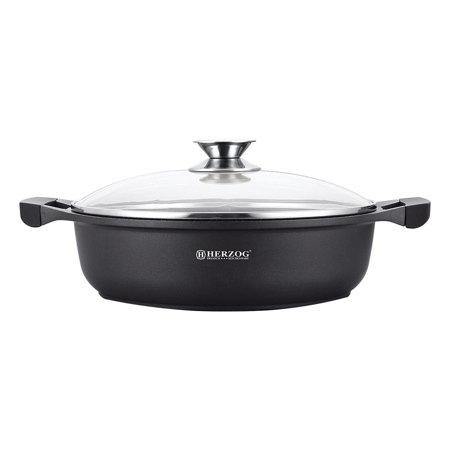 Herzog Gegoten Braadpan Van 32 Cm Met Siliconen Handgrepen