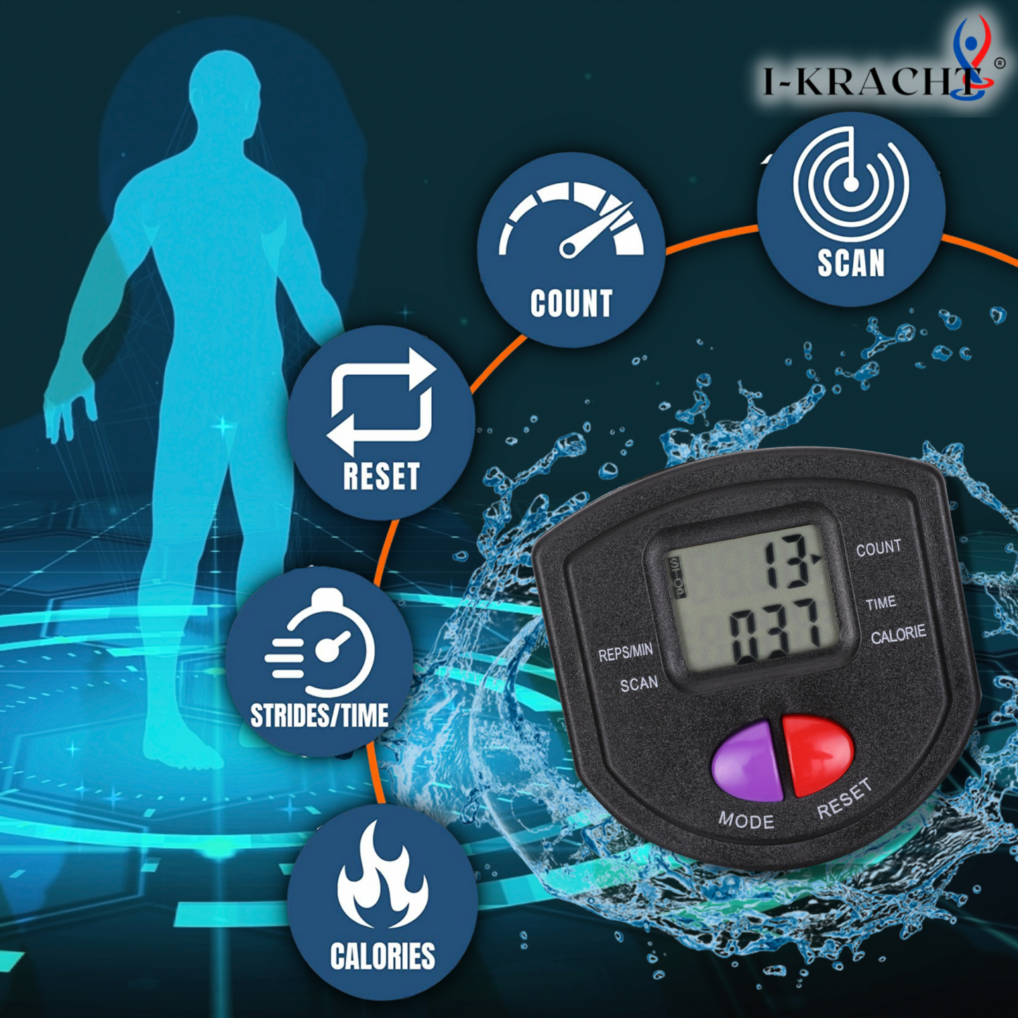 I-Kracht Total Fitness Crunch Met Digitale Monitor Zilver