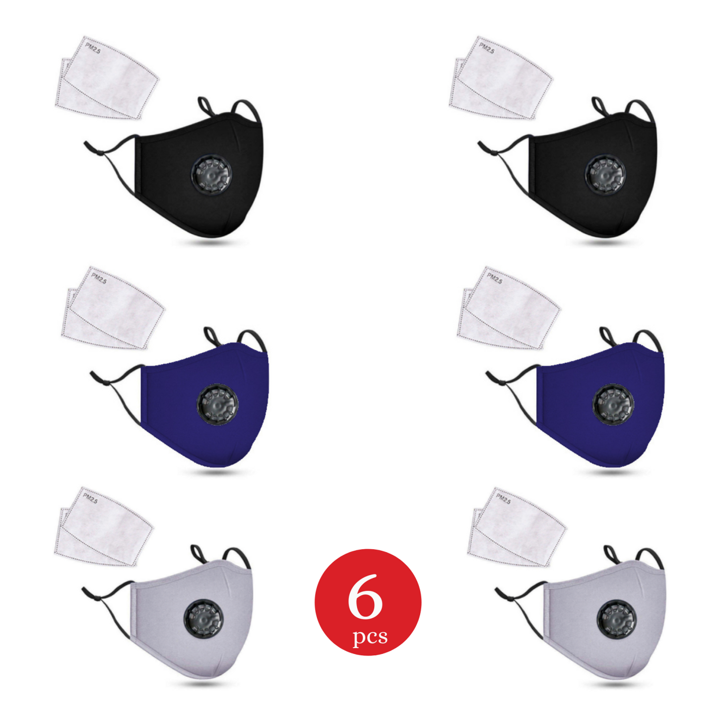 Non-Surgical Face Mask Wasbaar Katoenen Masker Met Carbon 2-Filters