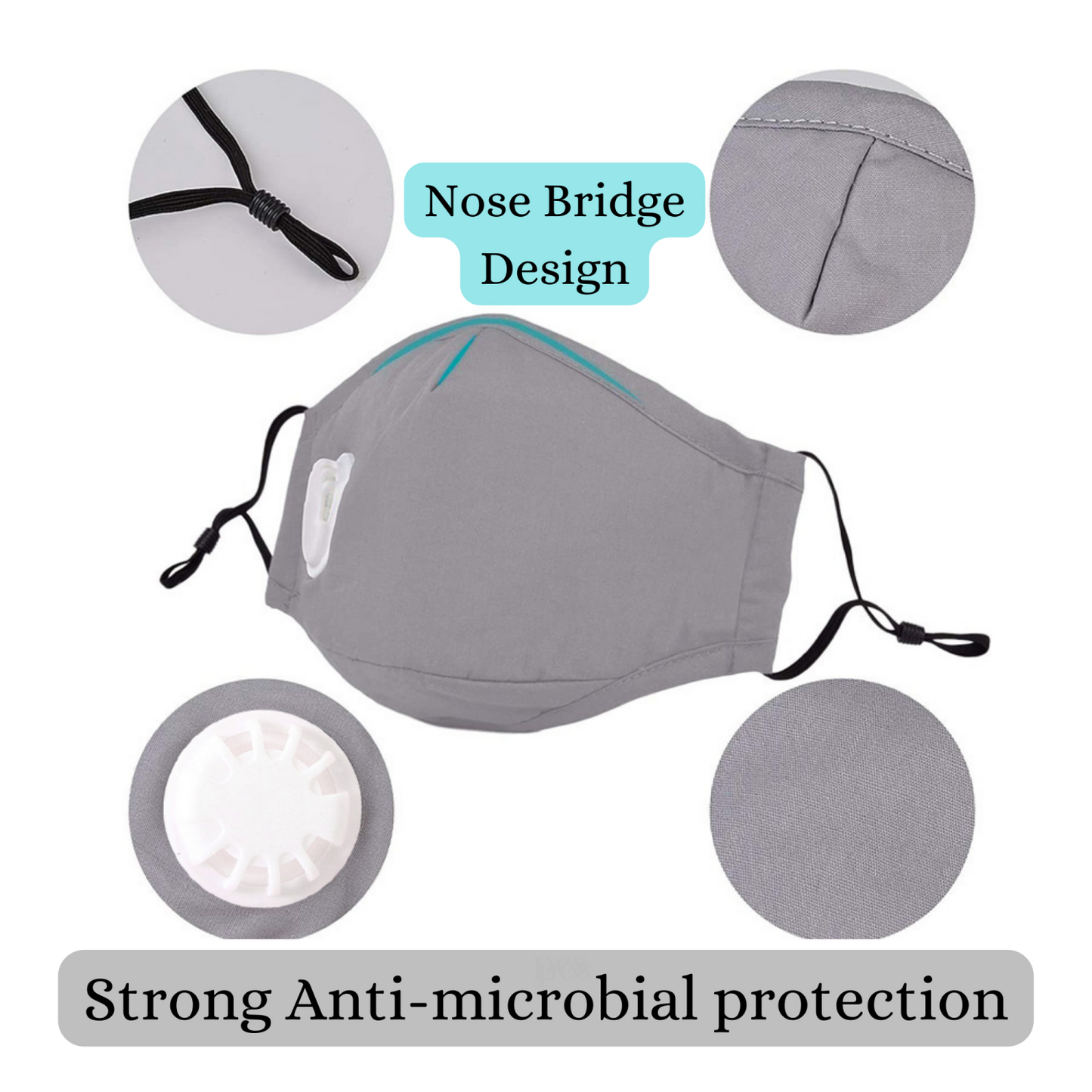 Non-Surgical Face Mask Wasbaar Katoenen Masker Met Carbon 2-Filters