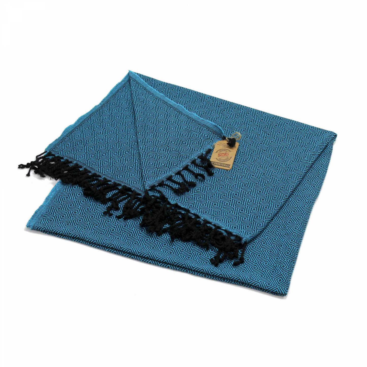 Coton D'or Ps-100A:katoenen Strand Peshtemal Handdoeken 95X175 - Ruitvormig Patroon Turkoois