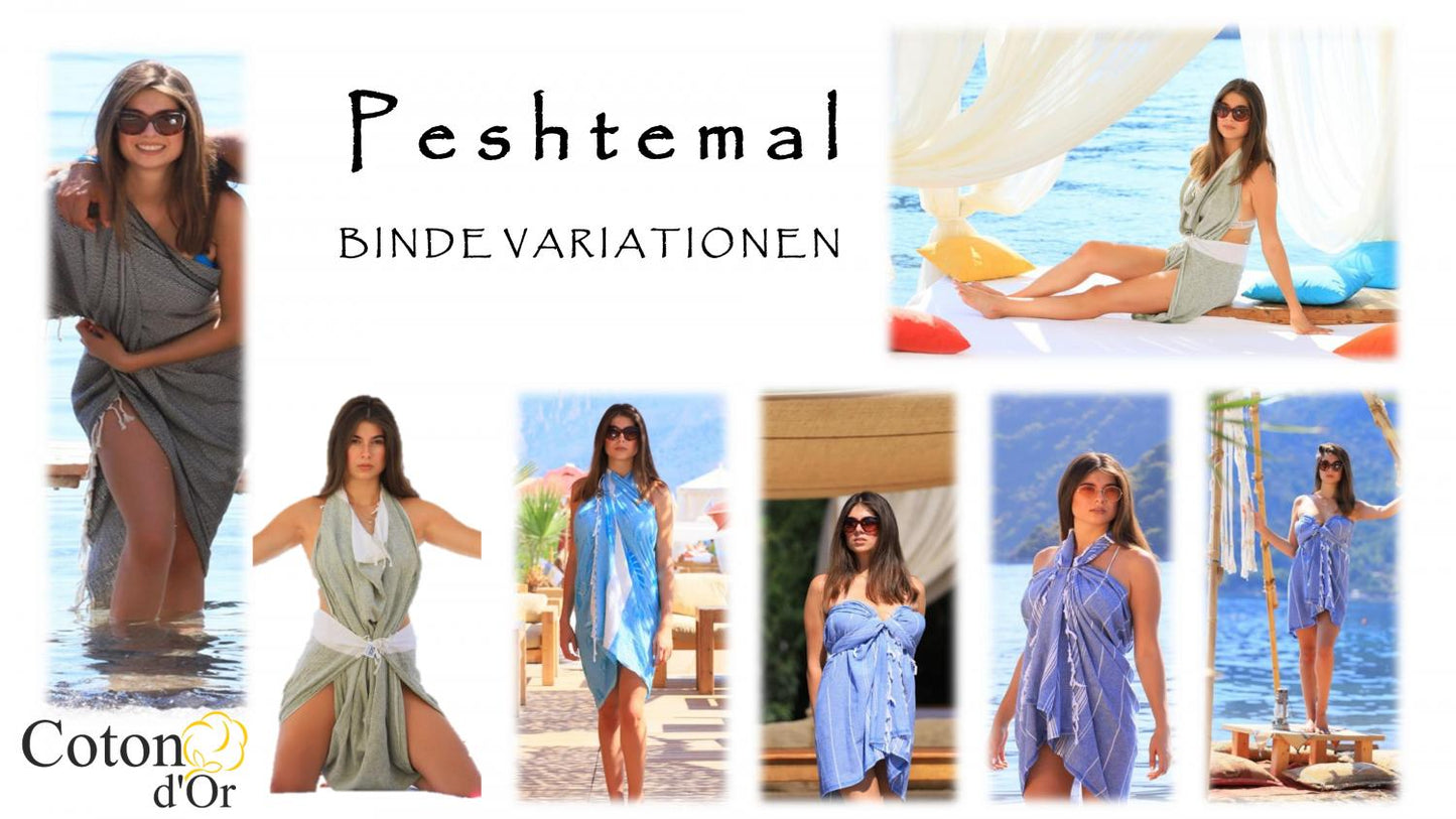 Coton D'or Peshtemal Ps-113:Katoen Beach Peshtemal Handdoeken 95X185 - Dual Color Blauw