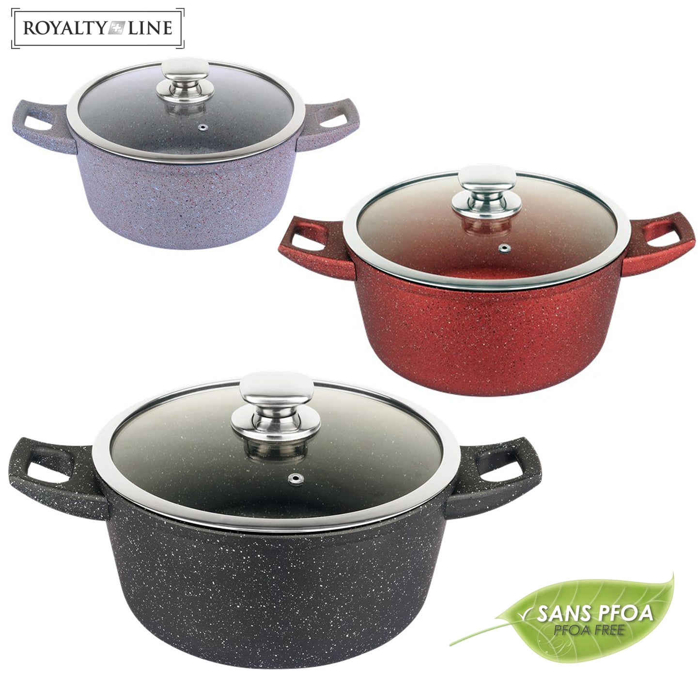 Royalty Line Rl-Fc28Cm: Gesmede Aluminium Kookpot Van Marmer Met Anti-Aanbaklaag - 28 Cm Rood