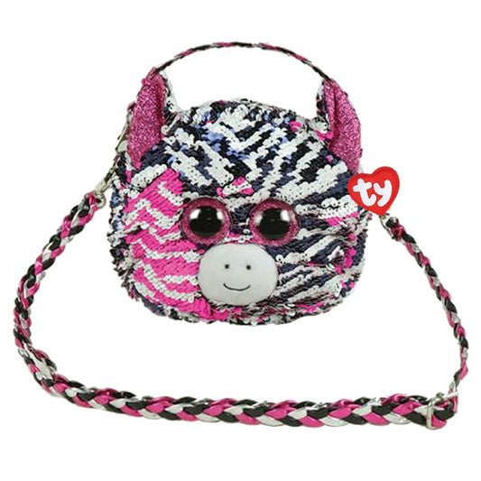 Ty Fashion Schoudertas Zebra Zoey 20 Cm Zilver/Roze/Zwart