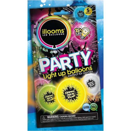 Illooms Happy New Year Ballonnen Met Led Licht 5 Stuks