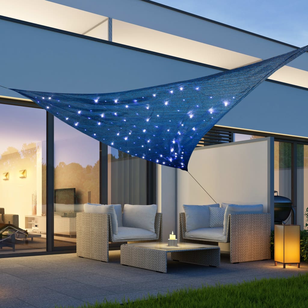 Hi Zonnezeil Met 100 Led's 3,6X3,6X3,6 M Lichtblauw