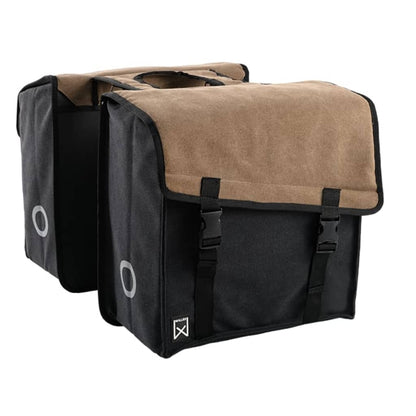 Willex Fietstas Dubbel 101 38 L Canvas Bruin En Zwart
