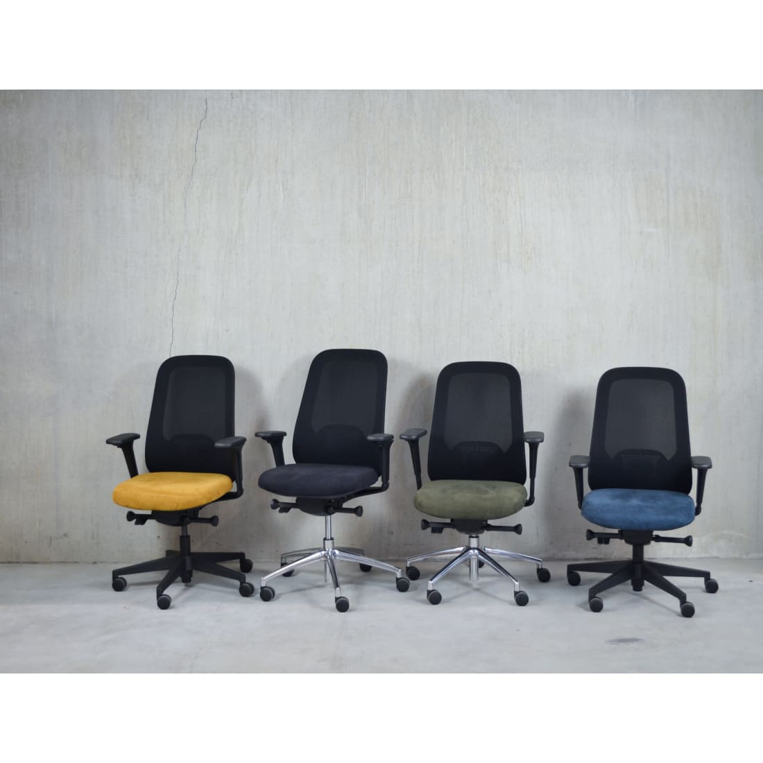 Bureaustoel Nora Mesh Geel Black Edition - Ergonomisch Design Nen1335