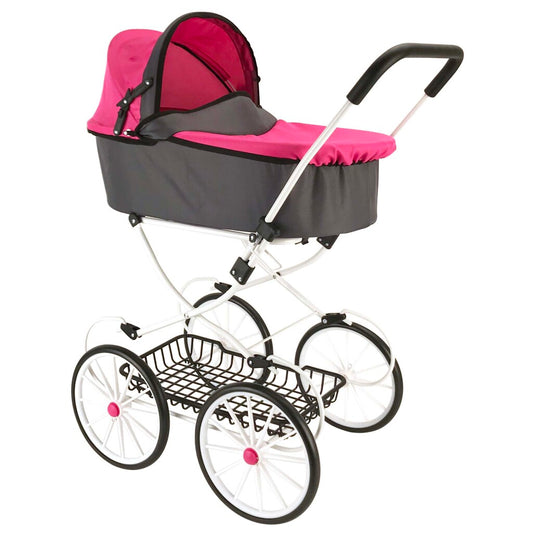 Basic Retro Poppenwagen Roze/Grijs