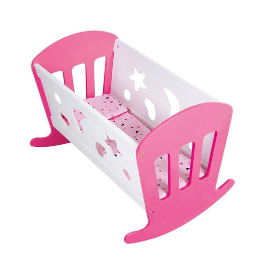 Basic My Beautiful Dollsroom Houten Poppenbed 49X37X35 Cm Roze/Wit