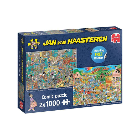 Jumbo Jan Van Haasteren Puzzels De Muziekwinkel + Vakantiekriebels 2X1000 Stukjes